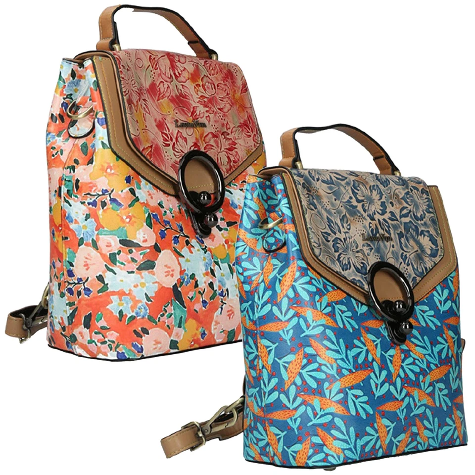Laura Vita Sac À Dos Pour Femmes Avec Poignée De Transport Coloré Rabat 4733 - Photo 1/1