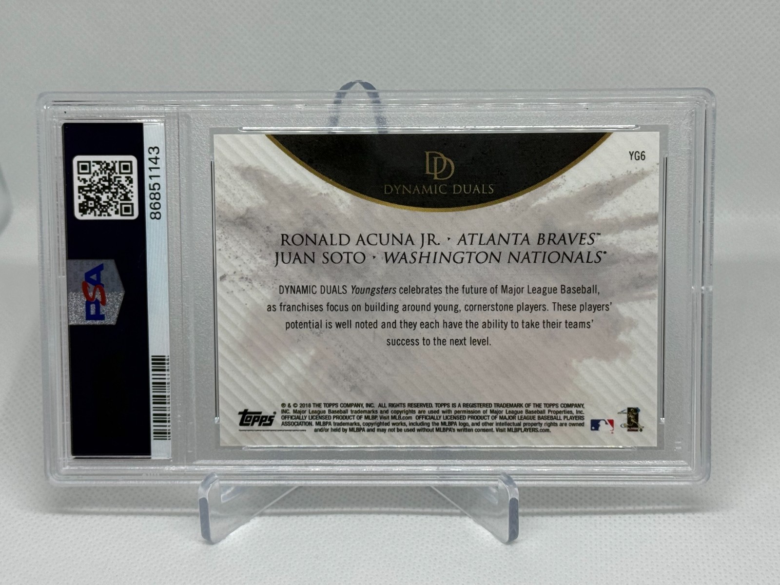 2018 TOPPS ON DEMAND RONALD ACUNA JR JUAN SOTO DYNAMIC DUALS RC #YG6 PSA 10 view 2