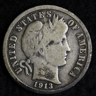 1913-S Barber Silver Dime FINE E241 VIMI