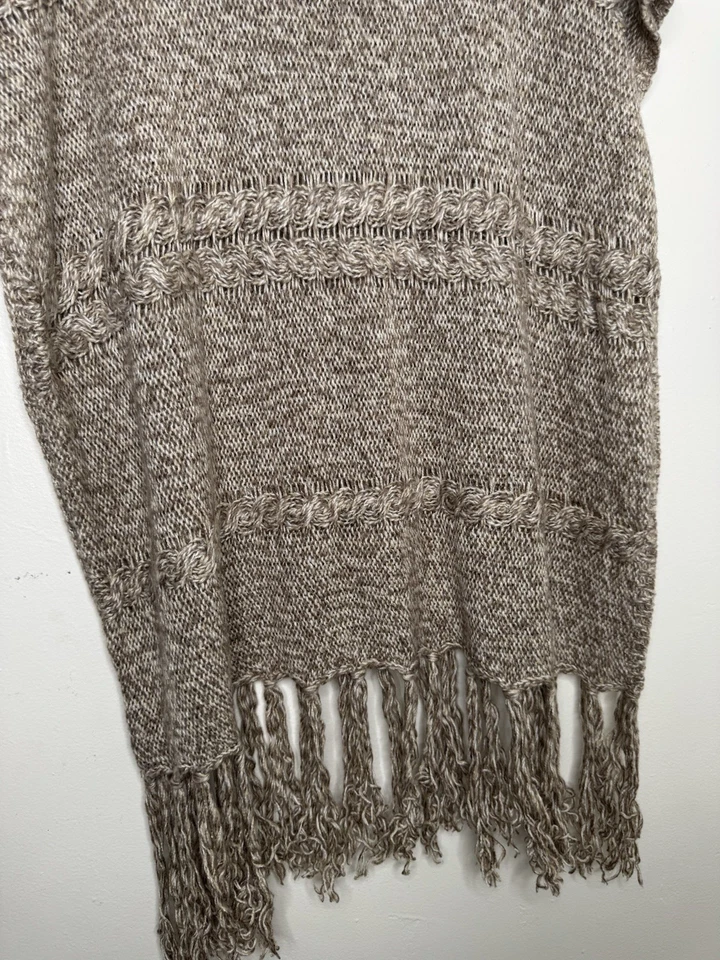 Bisagra Mujer Cuello Tortuga Flecos Abierto Talla Única Poncho Bosque Costal Boho Western Foto 3 de 4