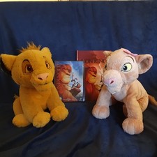 2x Disney The Lion King Plush Toys Simba & Nala + New & Sealed DVD & Book