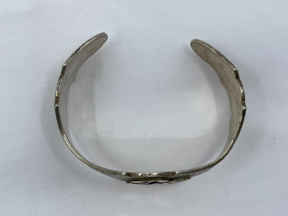 Brazalete vintage SILVERADO relleno de oro esterlina, piedra azul "T"  Foto 3 de 4