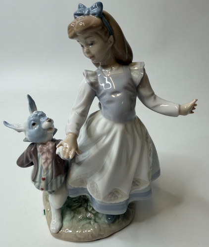 Lladro Fairytales Figurine ALICE IN WONDERLAND w/ RABBIT #5740 with Box - Afbeelding 3 van 10
