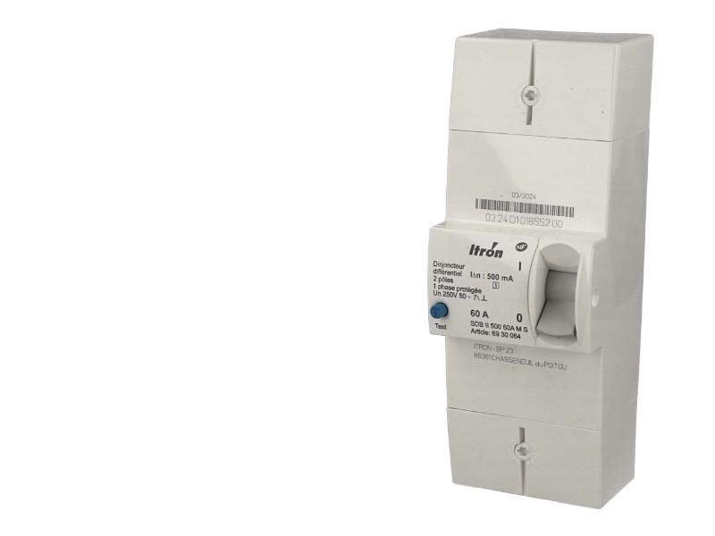 Disjoncteur EDF monophasé Itron Actaris 60A instantané pour branchement général