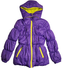 Pink Platinum Girl Sport Purple Animal Print Yellow Lining Trim Full Zip Puffer