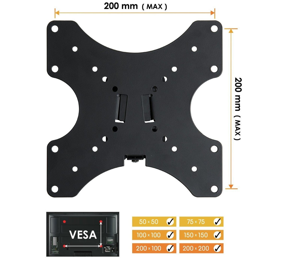 FORGING MOUNT Supporto da parete per TV LED/LCD da 37 a 75 pollici, orientabile e