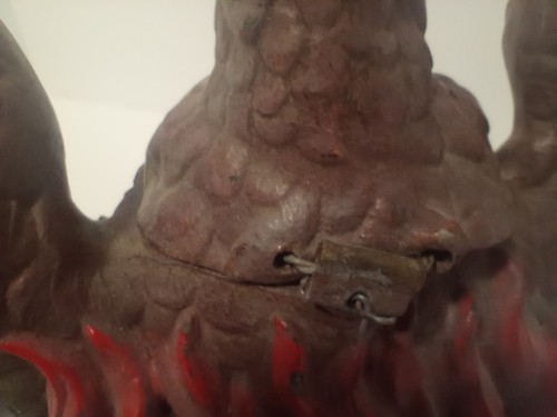 Antique Metal Phoenix Eagle Inkwell Cold Painted - Read - Picture 9 of 11