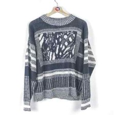 90  s Pattern Knit Sweater - L