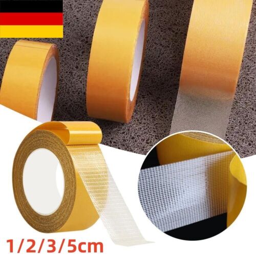 1/2/3/5cm*5M Strong Double Sided Fabric Base Tape Mesh Waterproof Self Adhesive - Picture 1 of 20