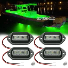 4 Pack Marine Boat LED Deck Courtesy Lights Waterproof Green Stern Transom Light