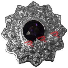 Scottish Brooch Fly Plaid Star Brooches Ornate Highland Purple Stone 4" New AAR