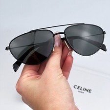 Celine Women Sunglasses Matte Black Smoke Pilot CL40077U 02A BRAND NEW