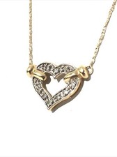 Women  s 20  White  Yellow Gold 10k Diamond Heart Pendant Necklace. 2.5G 10k
