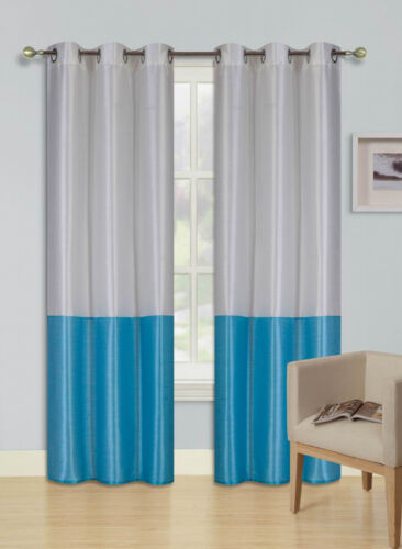 1 SET TENDA FINESTRA GROMMET IN SETA 2 TONI FODERATA PANNELLO OSCURANTE DRAPPO 108" (EID) - Foto 15 di 32