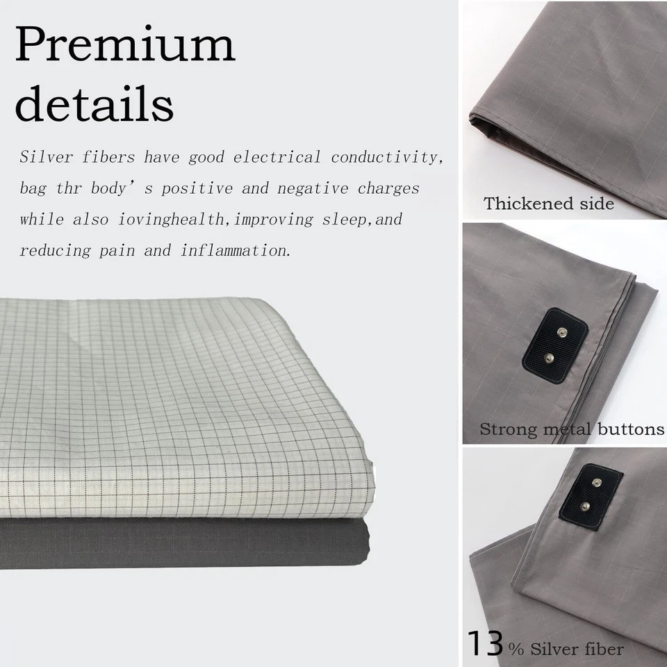 Funda de almohada 13 % fibra plateada con cable de conexión conexión a tierra/poner a tierra Foto 4 de 4