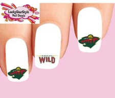 Waterslide Nail Decals Set of 20 - NHL Hockey Minnesota Wild Assorted