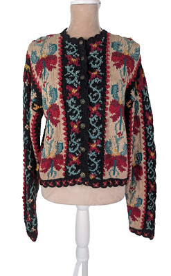Northern Isles 3D Floral Cardigan PL Hand Knit Floral Cottagecore Grandma