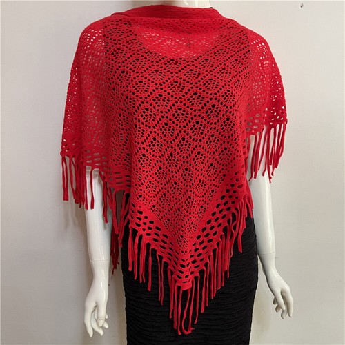 Fashion Womens Warm Knitted Shawl Wrap Cashmere Fringed Hollow Triangle Scarf US - Picture 12 of 21