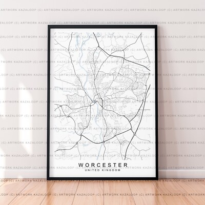 Worcester ungerahmte Karte Poster Druck Worcester UK Druck ungerahmte Karte Wandbild