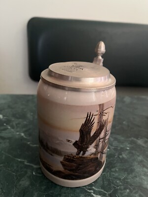 Vintage Domex Beer Stein Pewter Lid Eagle Mug Germany - Never Used