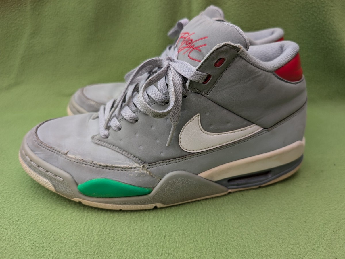 2010 nike air flight gray and green shoes