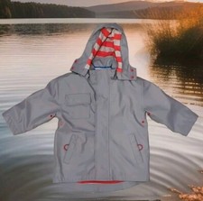 Hatley Childs Raincoat Size 3 Detachable Hooded Jacket Full Zip Lined Gray Red