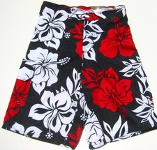New Hang Ten BOYS Board Shorts Swim Suit Size Large 14/16 Red Black White NWT