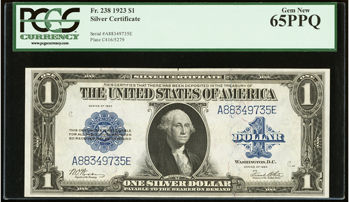 Fr. 238 1923 $1 Silver Certificate Note Currency PCGS 65 PPQ
