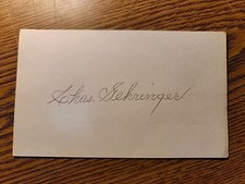 SIGNED 3x5 INDEX CARD OF HOF CHARLES GEHRINGER (DECEASED 1993)! GREAT AUTOGRAPH!