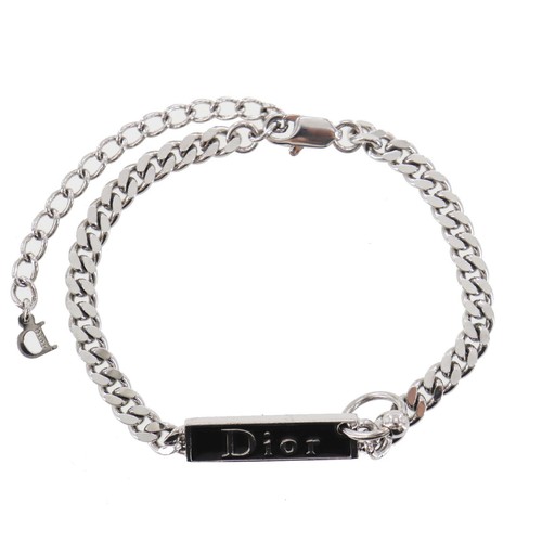 Christian Dior Used Logo Plate Bracelet Silver Plated Vintage #EF186 S - Picture 2 of 7