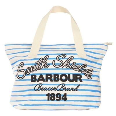 BARBOUR Whitmore Tote Bag Zip Close Beach Shopping Everyday Canvas Tote 
