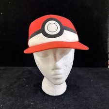 Pokemon Trainer Ash Ketchum Adjustable Snapback Hat Cap Poke Ball YOUTH OSFM 