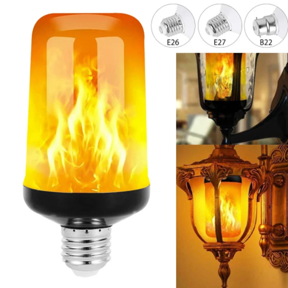 LED Flame Effect Bulb 4 Modes with Gravity Sensor E26 E27 Lamp Holder Decoration - Image 2 of 4