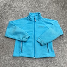 Columbia Benton Springs Fleece Jacket Girls 10/12 Blue Full Zip Pocket Outdoor