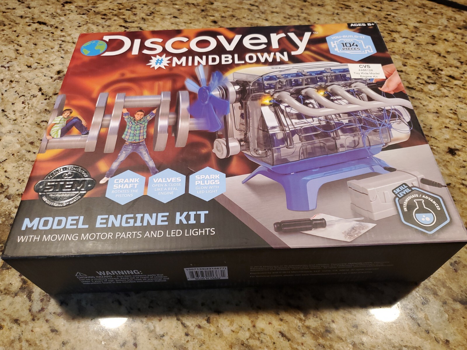 Discovery Mindblown Model Engine Build Kit STEM Moving Parts, LED ...