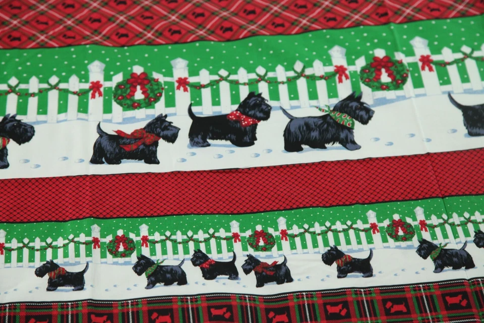7.5Y Vintage Springs SCOTTIE DOG  Plaid Tartan Terrier Border Cotton Fabric - Image 4 of 4
