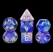 NEW RPG / D D Dice Set of 7 - Glimmer Night - blended blues, pinks, purples.