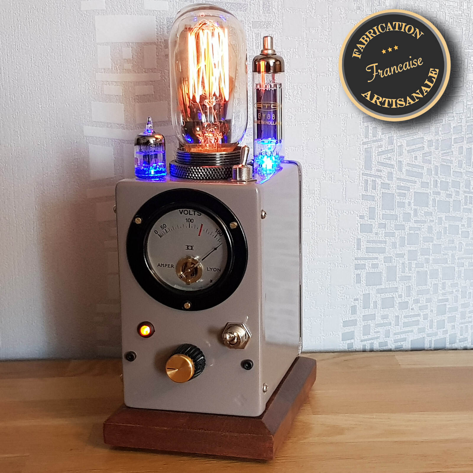 Lampe ancien voltmètre années 50 luminaire vintage industriel