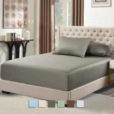 100% Bamboo One Fitted Bottom Sheet Only Ultra Soft Viscose Silky Smooth Cooling