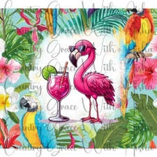 20oz Skinny Tumbler Sublimation Transfer Flamingo Floral Ready To Press