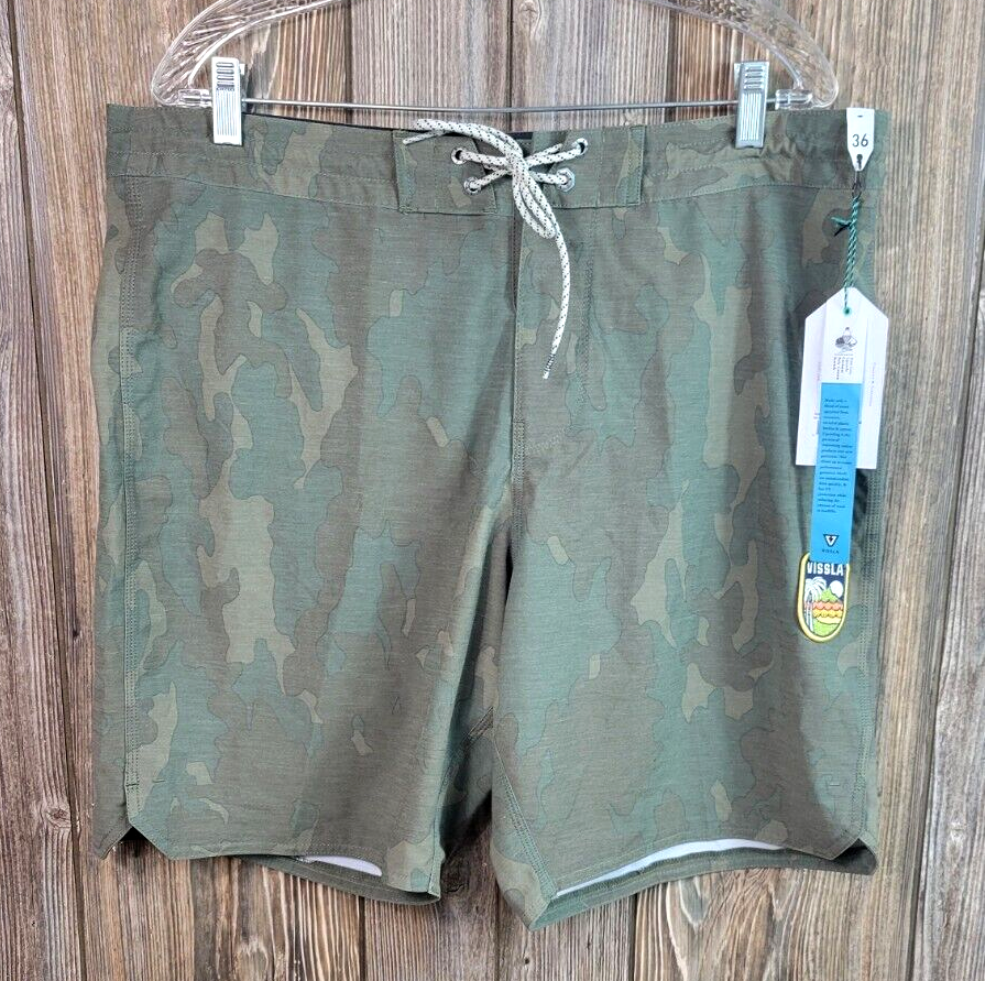 Vissla Camo Board Shorts Swim Trunks Camouflage Green Mens Actual Size