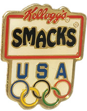 Olympics Barcelona 1992 USA Sponsor Kellogg's SMACKS Cereal Lapel Pin