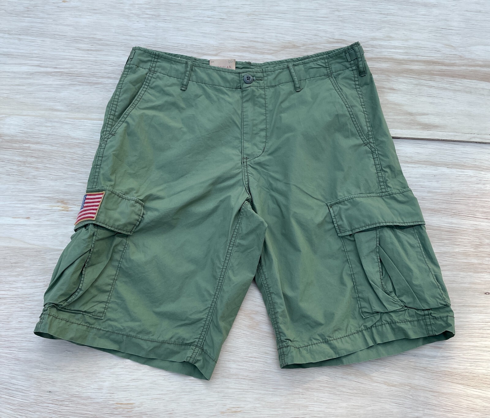Denim & Supply by Ralph Lauren Army Green Solid Button Zip Cargo Shorts Mens 34