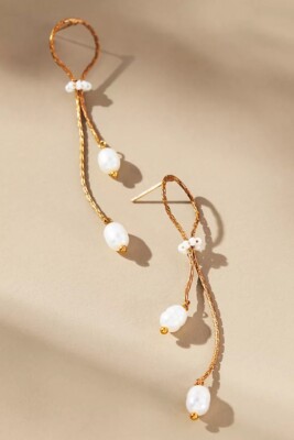 NWT Anthropologie Pearl Lasso Drop Earrings SRP $44