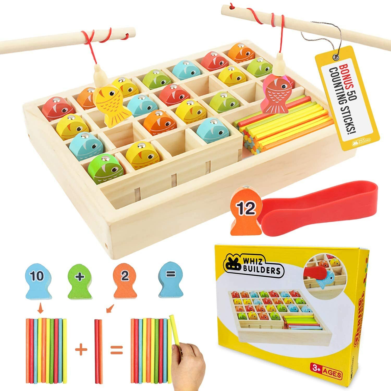 Wooden Fishing Games Math Counters Toy STEM & Motor Skills Homeschool  Materials | eBay