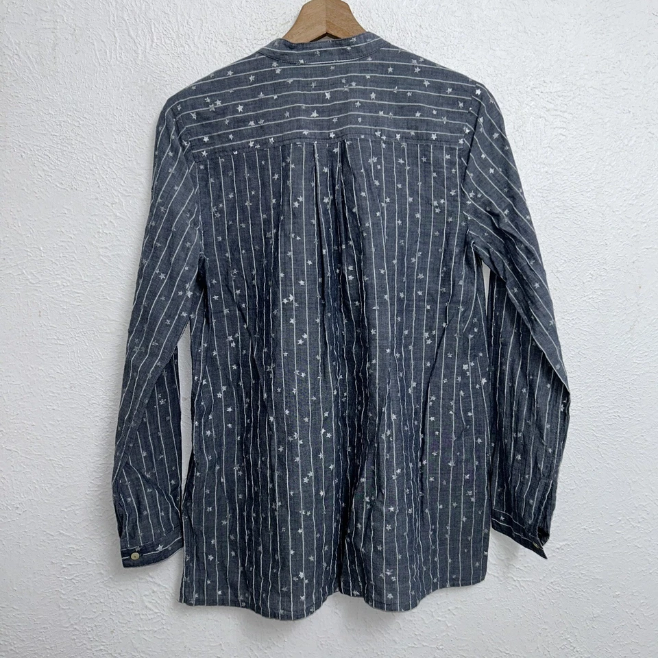 Túnica Johnny Was Workshop Azul Top Manga Larga Estrellas Rayas Mujer’s Pequeña Foto 2 de 4