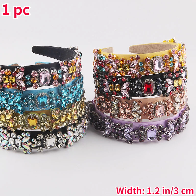 Diadema barroca con joyas de cristal brillante para mujeres accesorio para el cabello graduación brillante Foto 4 de 4