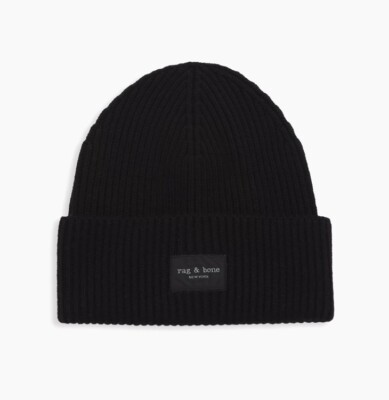 RAG AND BONE MEN S BLAKE RIB KNIT WOOL BEANIE BLACK OS NWT