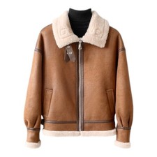 Women's Real Leather Sheepskin Raf B3 Bomber Aviator Pilot Flying Jacket