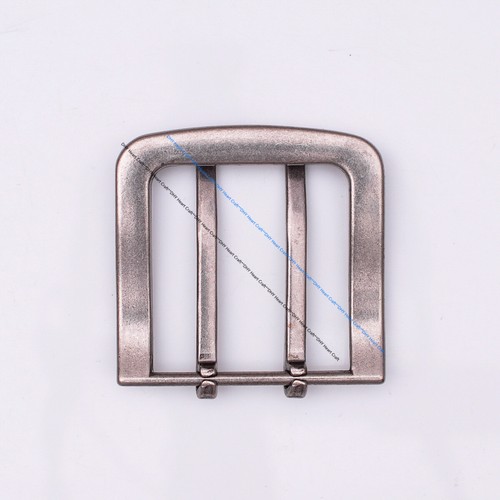 Quality Solid Men Silver Double Tongue Pin Prong Belt Buckle Fit 38MM Belt Strap - Picture 3 of 10